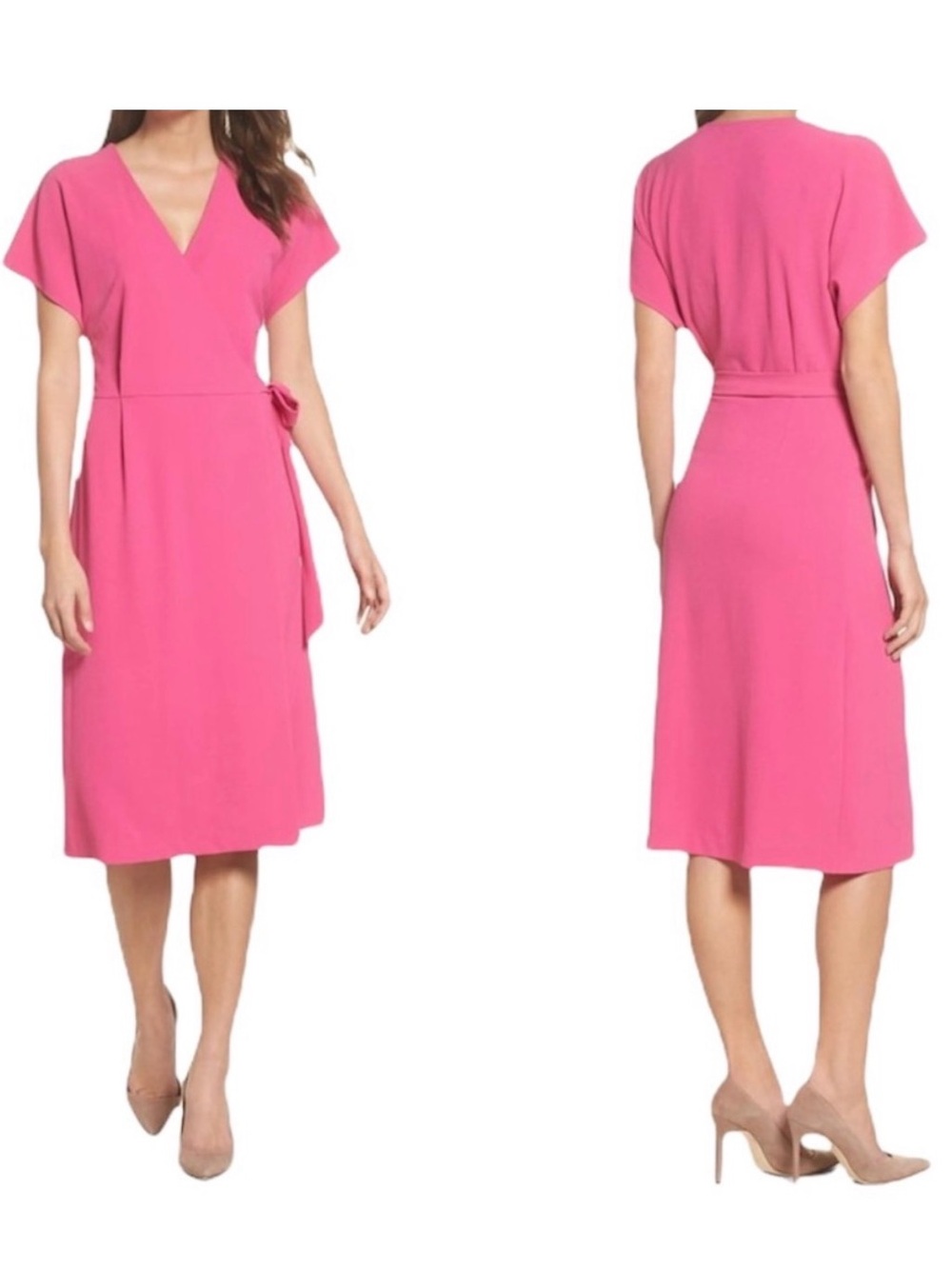 Pink “Rita” Midi Wrap Dress